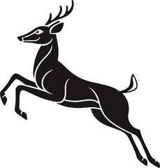 Fototapeta premium black silhouette vector of deer bounding silhouette clean flat design
