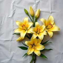 Obraz premium Vibrant Yellow Lilies Tablecloth