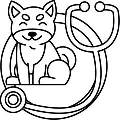 A cartoon dog is sitting on a stethoscope