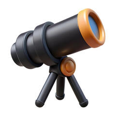 3D Render: Black Refracting Telescope on Tripod