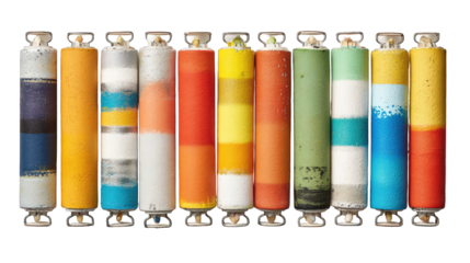 Colorful Paint Rollers on Black Background