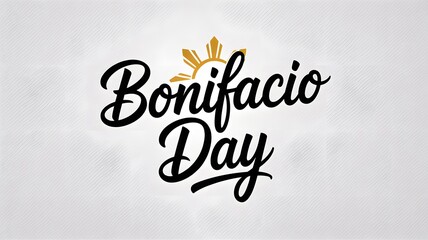Celebrate Bonifacio Day with elegant script and sunburst emblem for national pride and patriotic events.