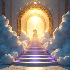 Stairway to heaven with glowing lights high resolution image