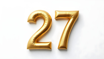 27 Number air inflatable balloon isolated on white background