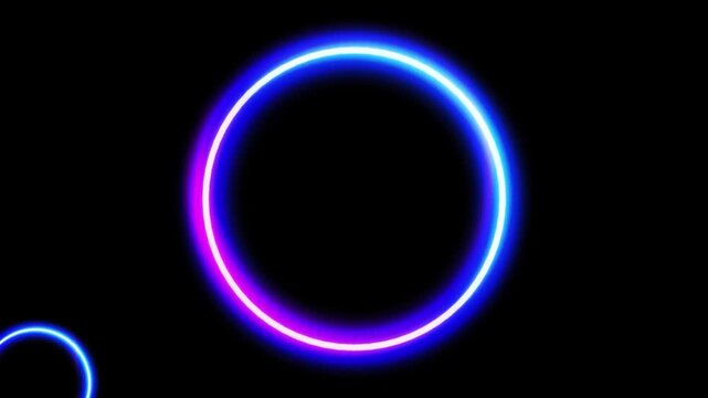 Neon ring light beating effect animation, glowing circular pulse loop, futuristic luminous circle overlay for VFX music visuals party backgrounds and video editing
