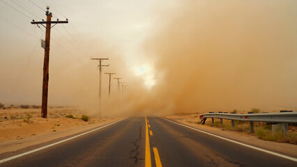 Sandstorm on the road.