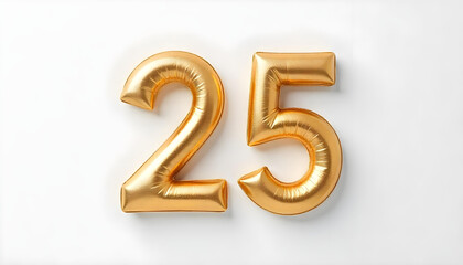 25 Number air inflatable balloon isolated on white background