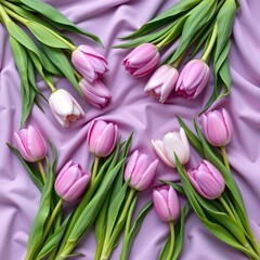 Obraz premium Purple Tulips Octagonal Bouquet