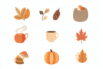 Pumpkin, Apple, Pie, and Mug Spot Sheet on White