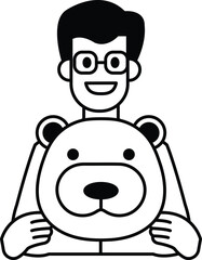 A man is holding a teddy bear