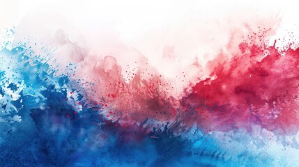 Fototapeta premium Dynamic watercolor blend of crimson red and cerulean blue hues in abstract art