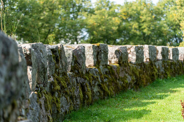 Ancient medieval castle walls from within the walls of the castle.