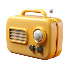 Retro Yellow Portable Radio: Vintage Audio Device Illustration