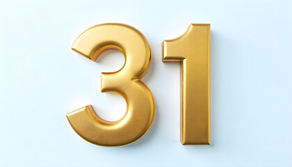 Fototapeta premium 31 made of gold metal isolated on white background