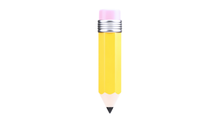 sharpen your ideas a 3d model of a classic yellow pencil, ready for animation, game design, and school projects, isolated on transparent background