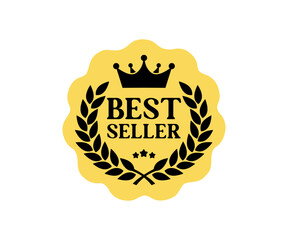 Sticker best seller isolated premium quality in gold. Bestseller recognition in gold vector design and illustration.

