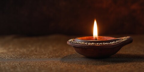 Illuminating the Darkness: A lone candle glows softly, casting a warm, inviting light against a rustic textured backdrop, creating an atmosphere of peace and contemplation.