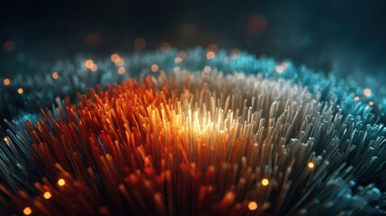 radio antenna sprouting fiber optic cables glowing neon broadcast to internet shift illustration concept scene visual for commercial design use high detail quality stock image illustration concept