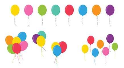 Colorful Party Balloons Collection in Various Colors and Group Arrangements