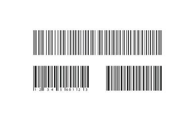 Black Barcode Labels Collection in Different Styles Isolated on White Background