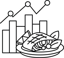 A plate of food with a graph on the side