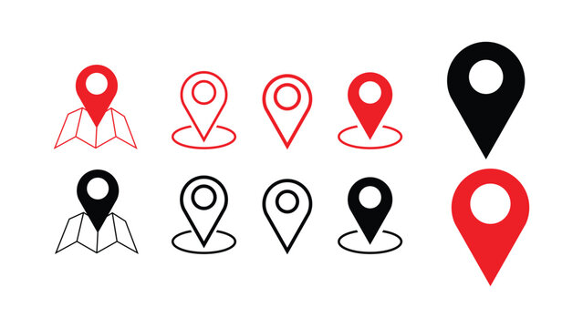 Location pin and map marker icons set