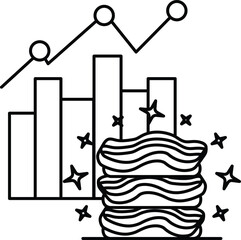 A graph with a pile of paper on top of it