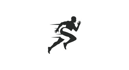 a silhouette figure running swiftly with arms extended forward