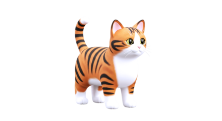adorable 3d cartoon kitten playful tabby cat model for cute animations, isolated on transparent background