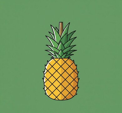 ilustrasi buah nanas dengan latar belakang hijau