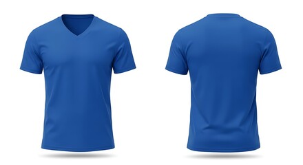 3D mockup of a cobalt blue color V-Neck man T-Shirt