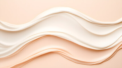 Obraz premium Elegant abstract 3D waves in beige and peach tones. Modern layered texture background for spa, wellness, luxury branding, cosmetics packaging, and minimal digital artwork.