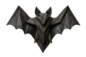 A Halloween bat made of origami paper, isolated on a transparent background.