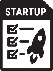 Silhouette of a startup checklist document, simple editable vector illustration design.