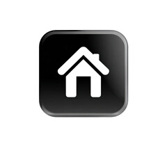 Fototapeta premium Glossy black square button with white house icon