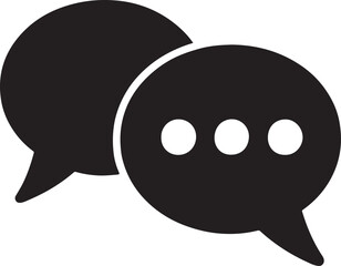 Silhouette of two speech bubbles representing conversation, simple editable vector design.