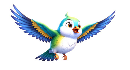 cheerful flight a joyful 3d cartoon bird model, isolated on transparent background
