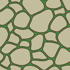 Seamless organic pattern with rounded shapes and green connecting background