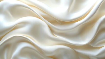 Obraz premium Luxurious white silk fabric with soft waves and folds creating elegant texture background, smooth satin material with gentle curves and natural light reflection.