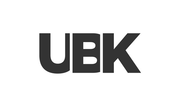 UBK logo design template with strong and modern bold text. Initial based vector logotype featuring simple and minimal typography. Trendy company identity.