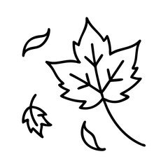 Autumn Leaves Illustration Featuring Maple Leaf, Minimalist Black and White Design