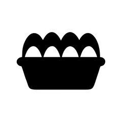 Easter Egg Basket with Four Eggs Depicted in Black and White