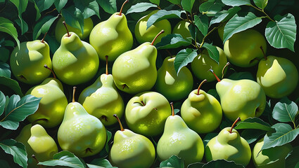 Lush pear fruit display