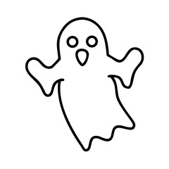 Simple cute spooky ghost outline design for Halloween themed activities