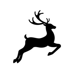 Fototapeta premium Silhouette of a leaping reindeer with elegant antlers, a festive holiday season design