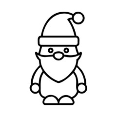 Simple Line Art Illustration of Santa Claus Isolated on White Background