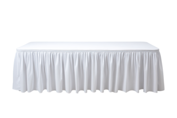 White table skirt, rectangular shape