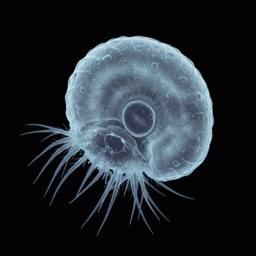 Cryo-ET 3D reconstruction of a foraminifera shell with pseudopods

