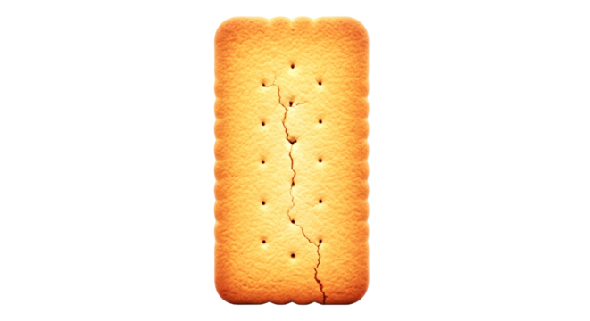 a crack in the crisp golden biscuit 3d model for game assets, animation, and bakery visuals, isolated on transparent background