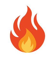 A fiery vector icon set with various orange flames and burning symbols for design and illustration